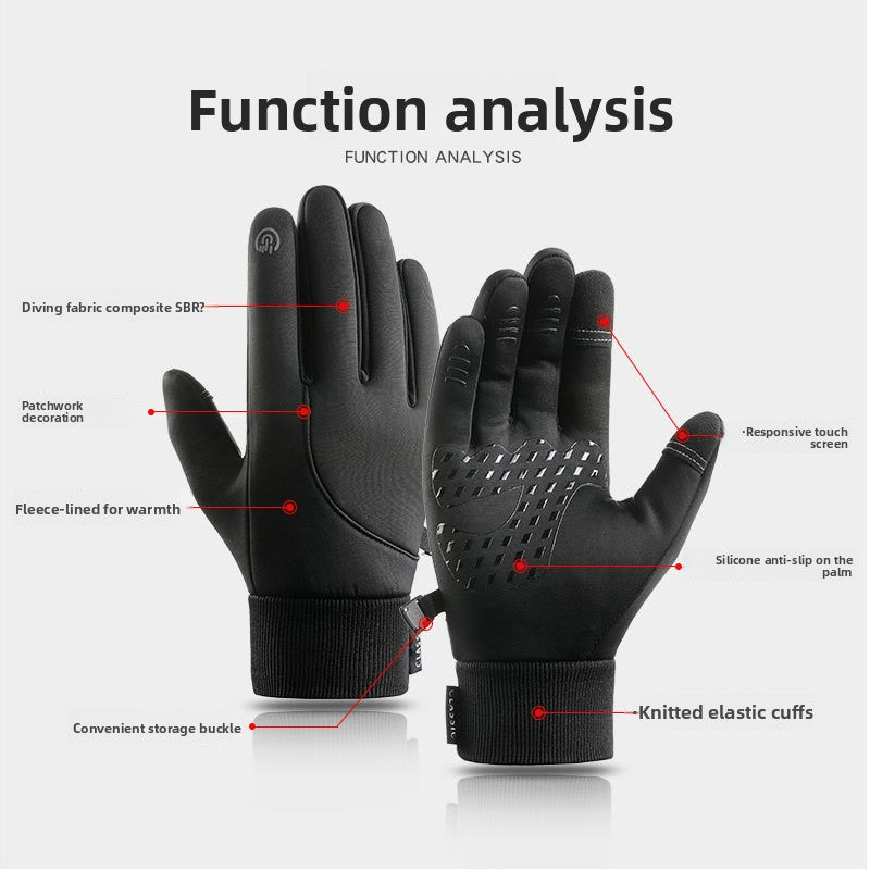Windproof fleece-lined touchscreen winter cycling gloves, photo 2