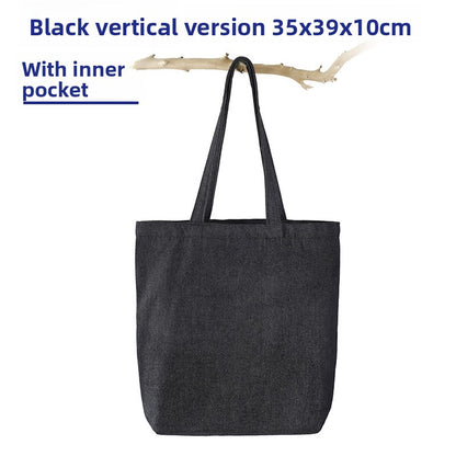 Denim and Canvas Shoulder Handheld Shopping Bag
