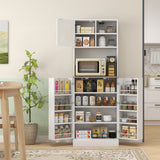 White 66.5 inch tall kitchen pantry cabinet with adjustable shelves