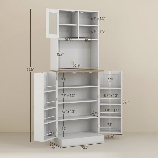 Kitchen pantry cabinet interior with adjustable shelves