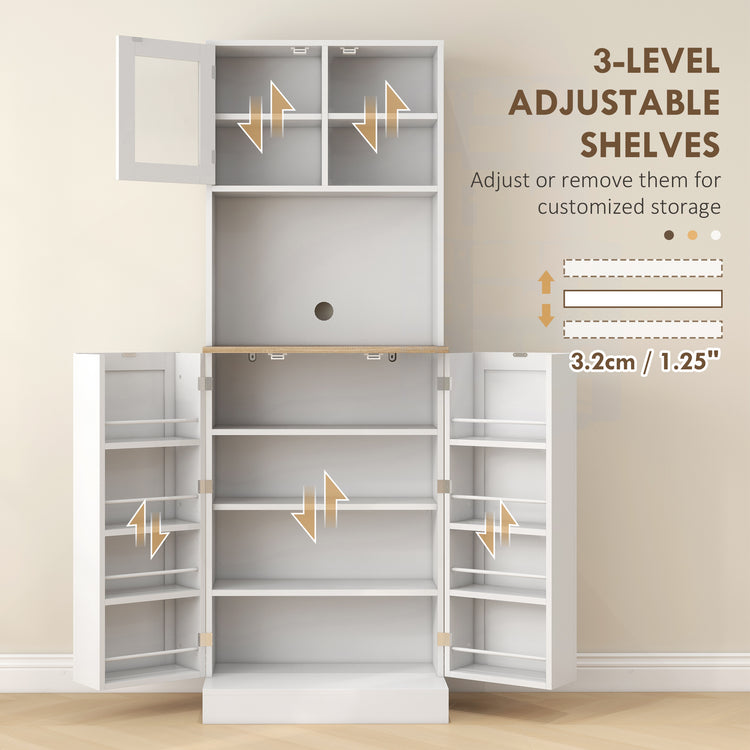 Kitchen pantry cabinet lower compartment with dishes