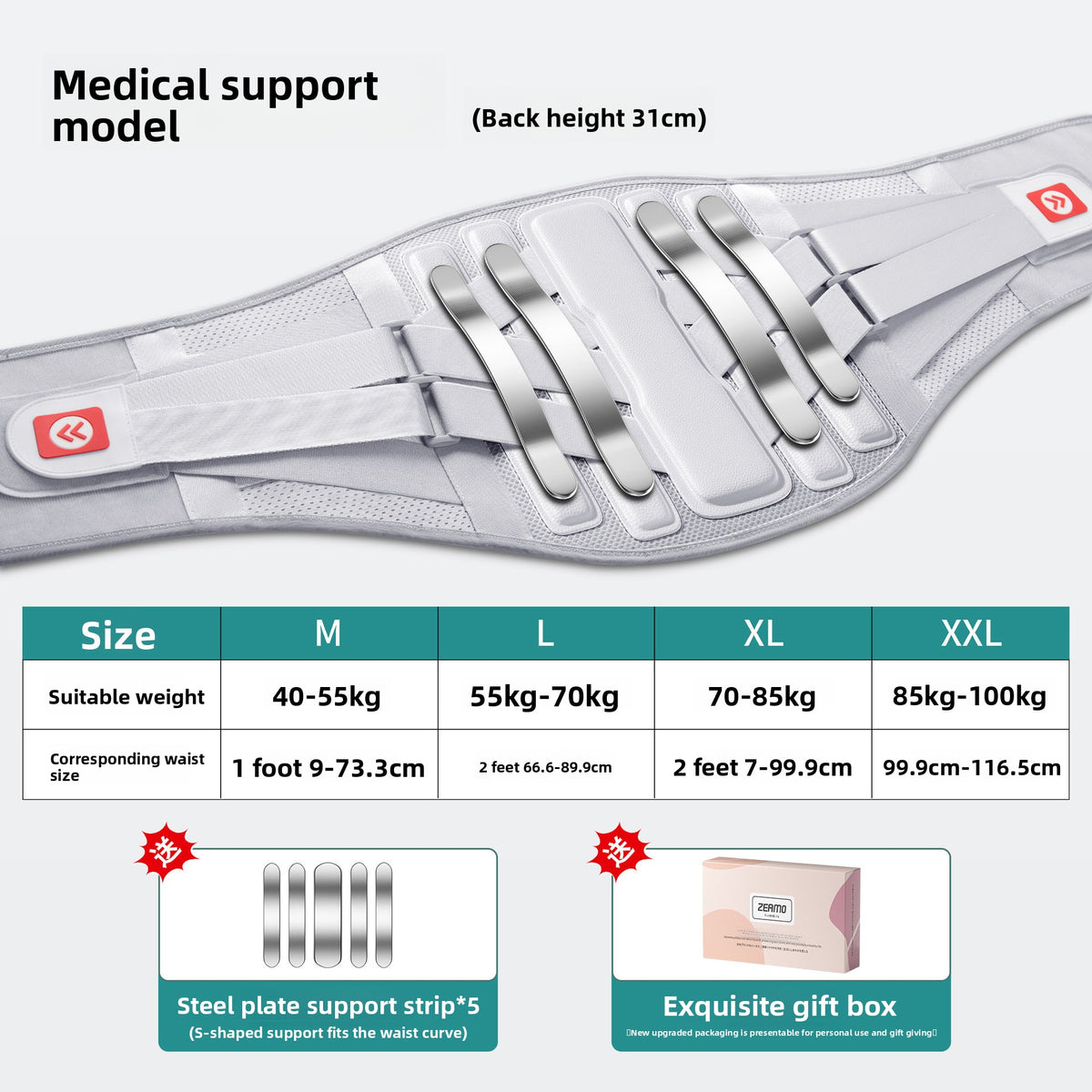 Medical Lumbar Support Belt with Heating Pad