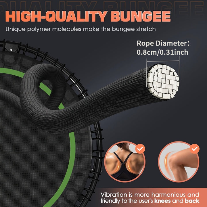 Mini trampoline frame and legs close-up