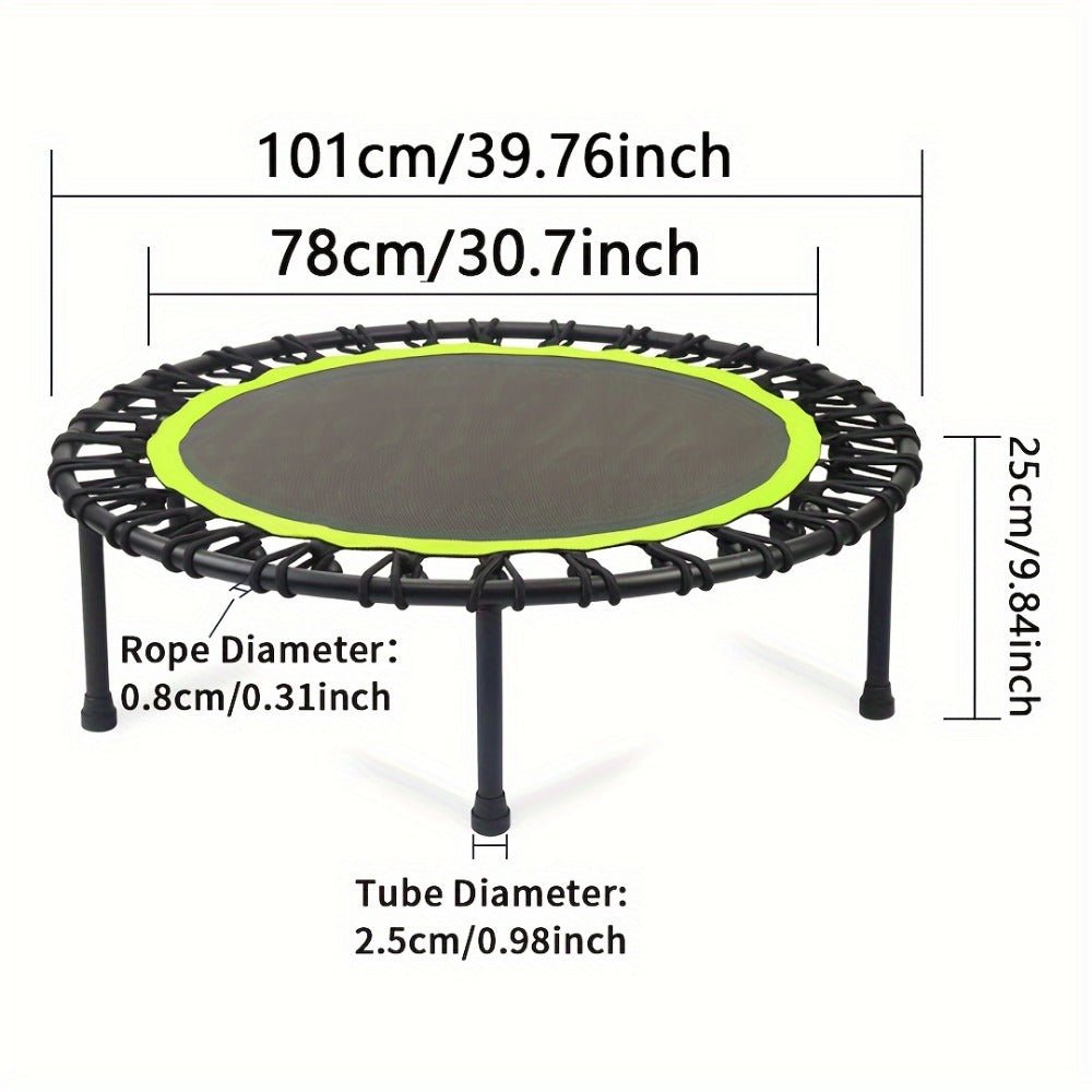 Adult using mini trampoline for low-impact cardio