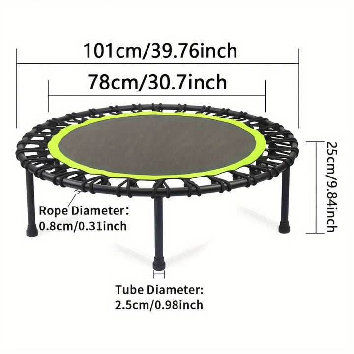 Adult using mini trampoline for low-impact cardio