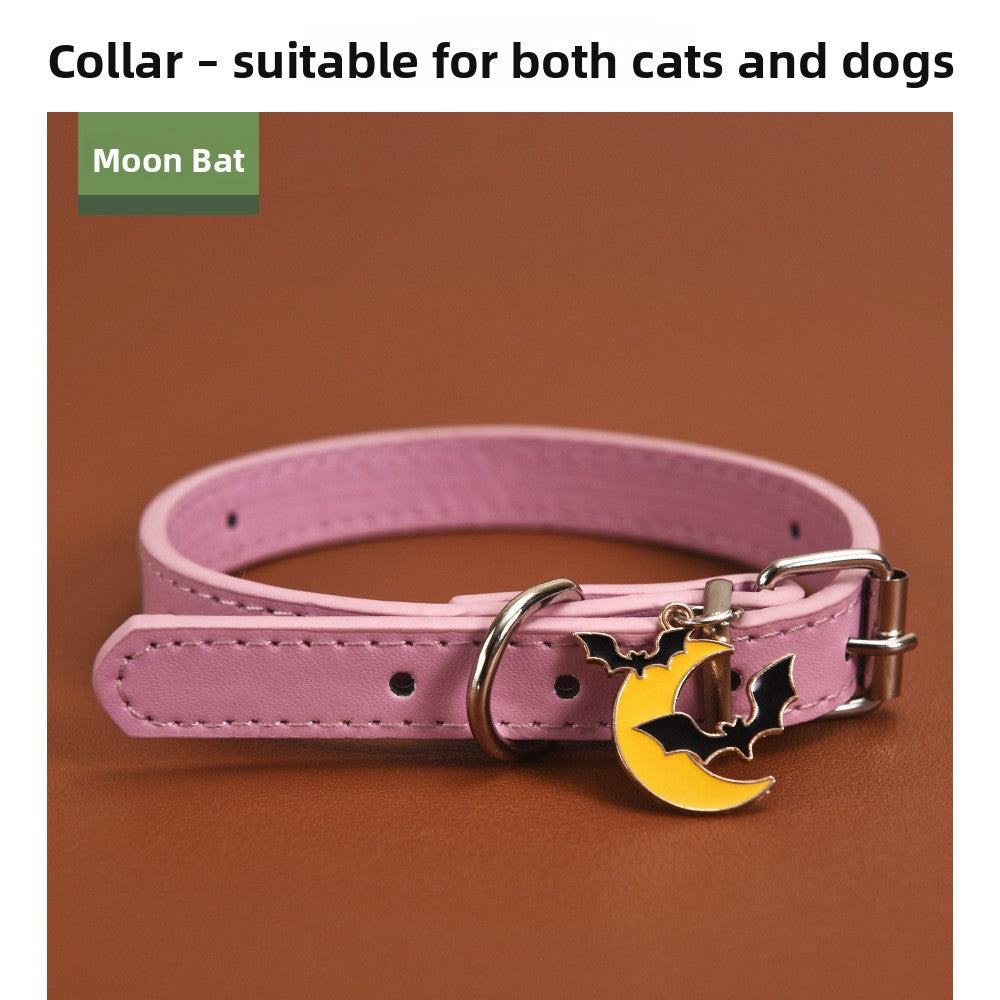 Halloween Pumpkin Lantern Pu Leather Dog Collar