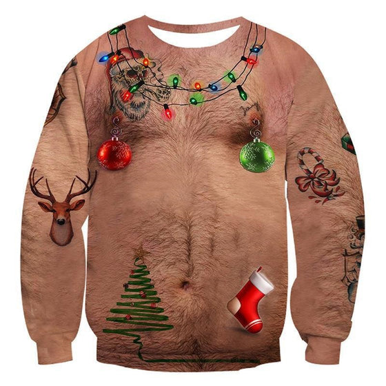 Skull Halloween 3D Digital Print Crewneck Sweatshirt Long Sleeve Pullover