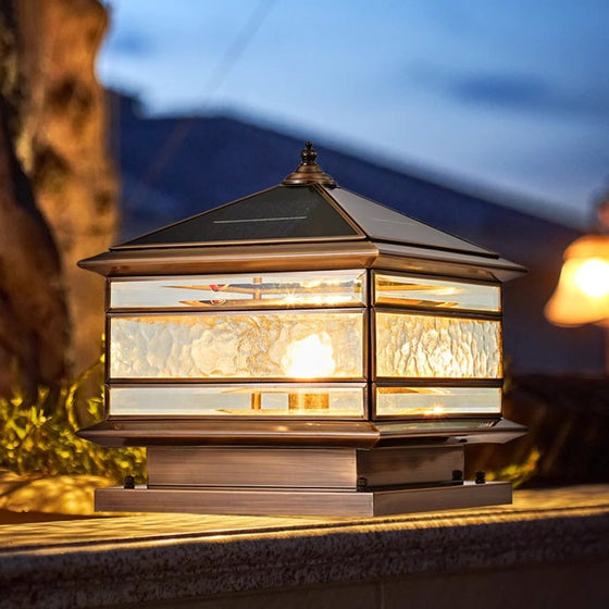 Solar Waterproof Copper Outdoor Pillar Lamp Garden & Outdoor product image 1