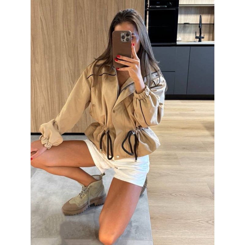 Waist-Cinching Long Sleeve Jacket