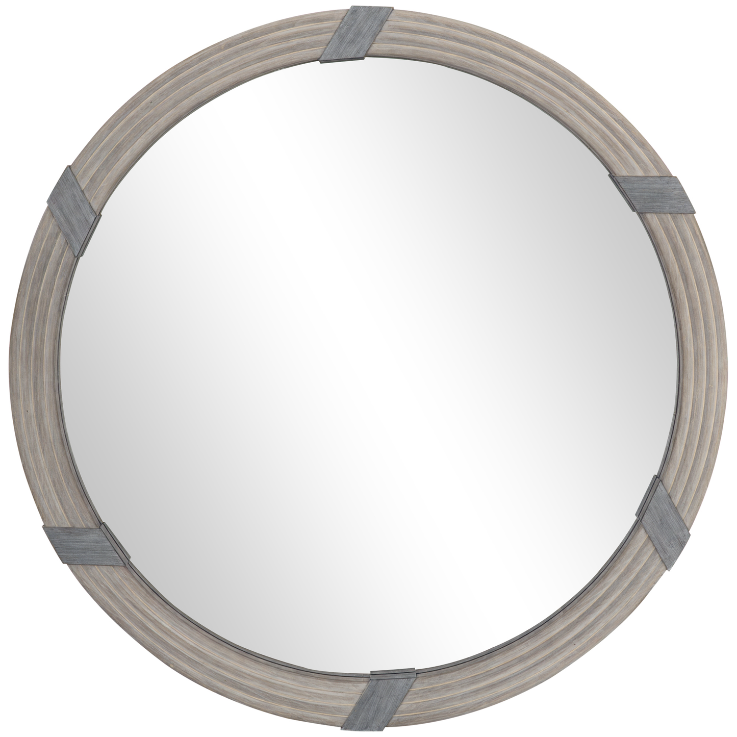 30.75 Inch Wood Round Wall Mirror Farmhouse Decor