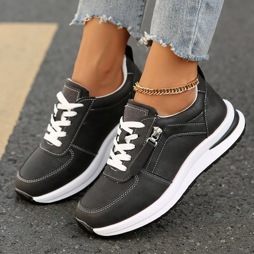 Foreign Trade Shoes Women's 2024 Summer New European and American Cross-border plus size Flat Bottom Round Head Solid Color Front Lace-up Women's Shoes