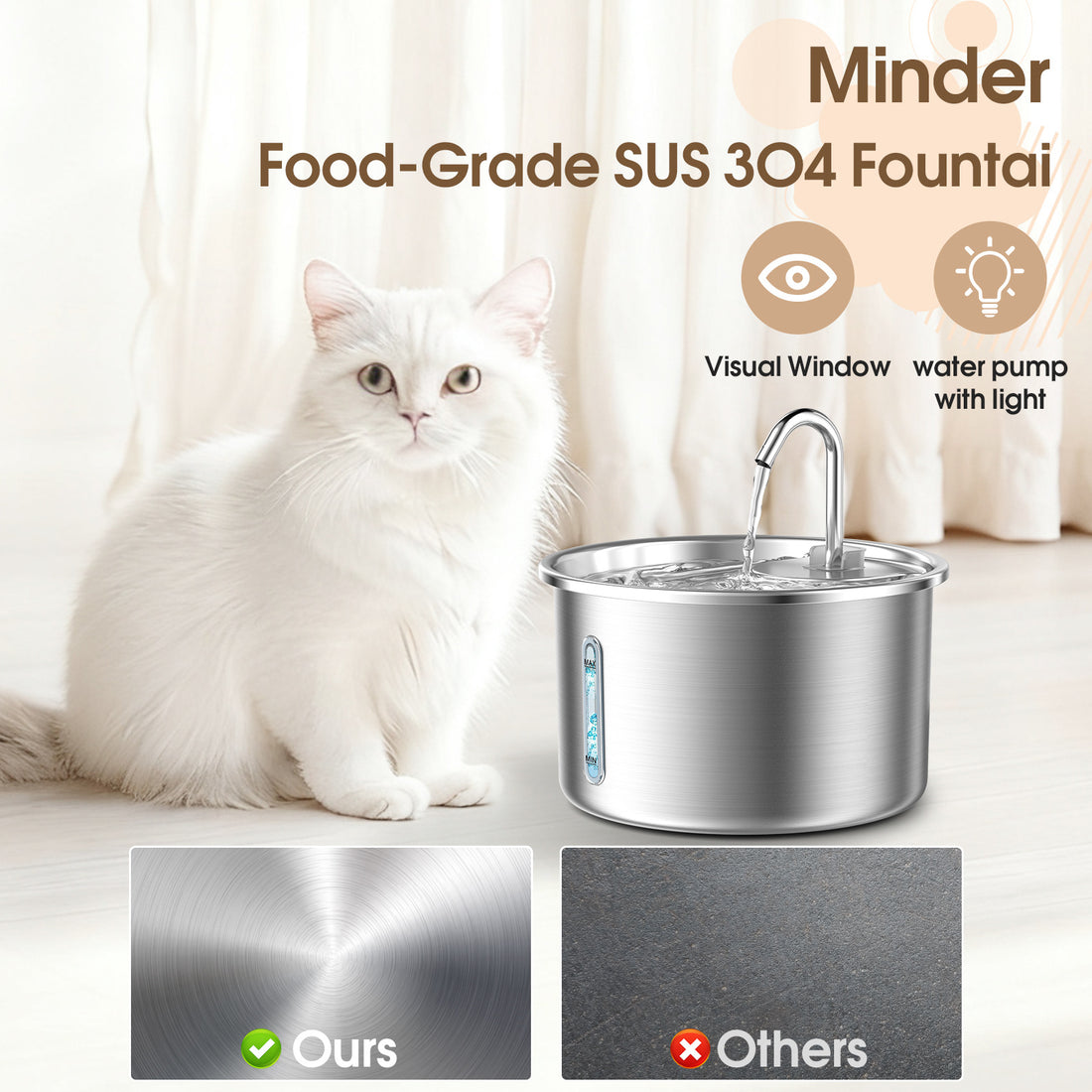 Stainless Steel Automatic Pet Water Fountain