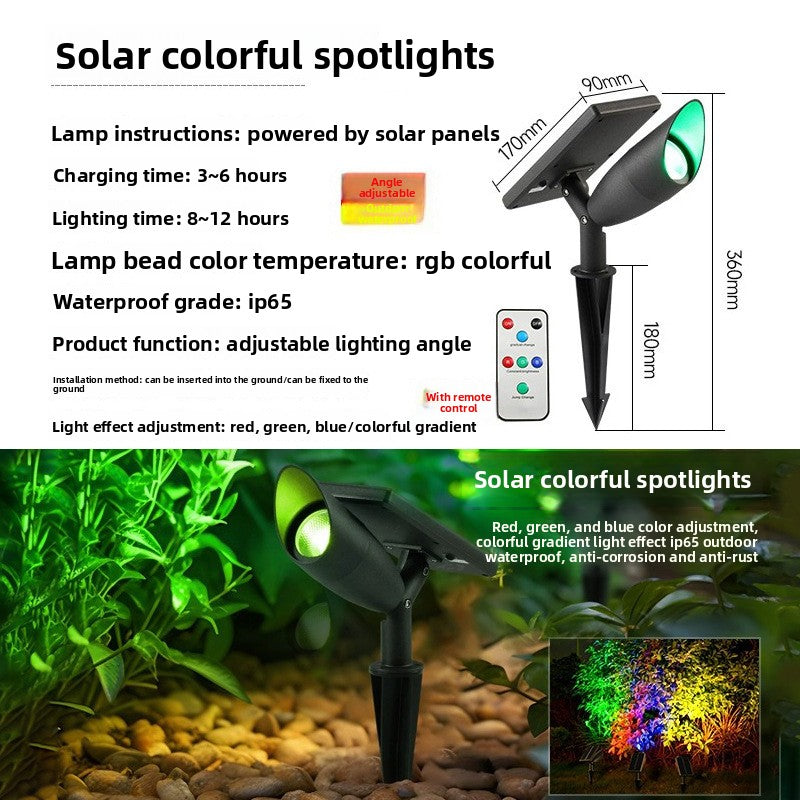 Solar Powered Outdoor Garden Spotlight with Ground Stake