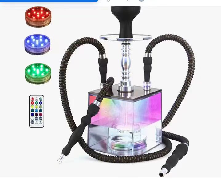 Double Leather Tube Square Spot Cube Acrylic Hookah