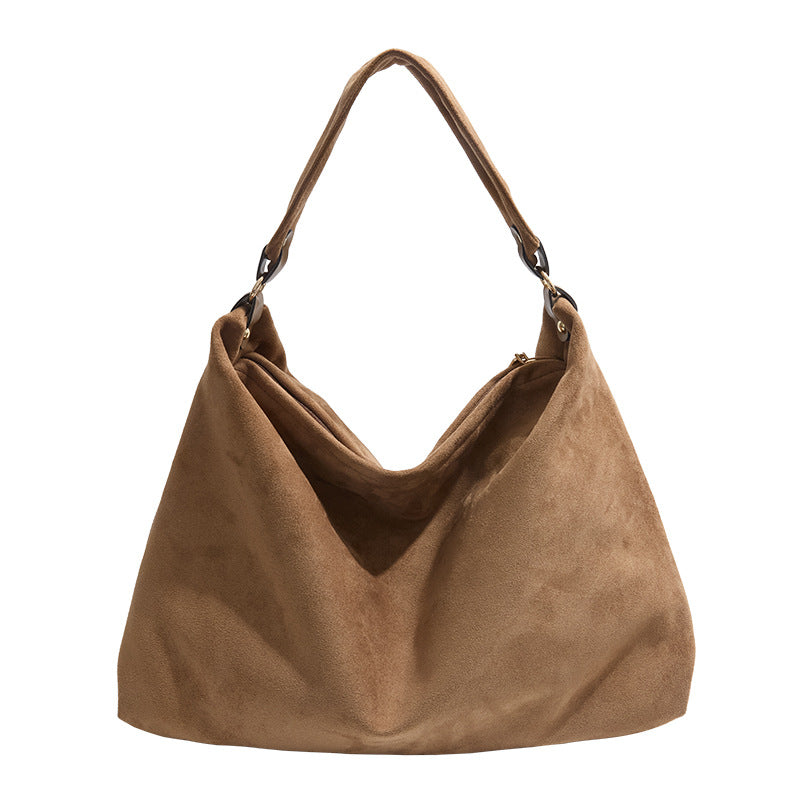 Retro Suede Shoulder Tote Bag