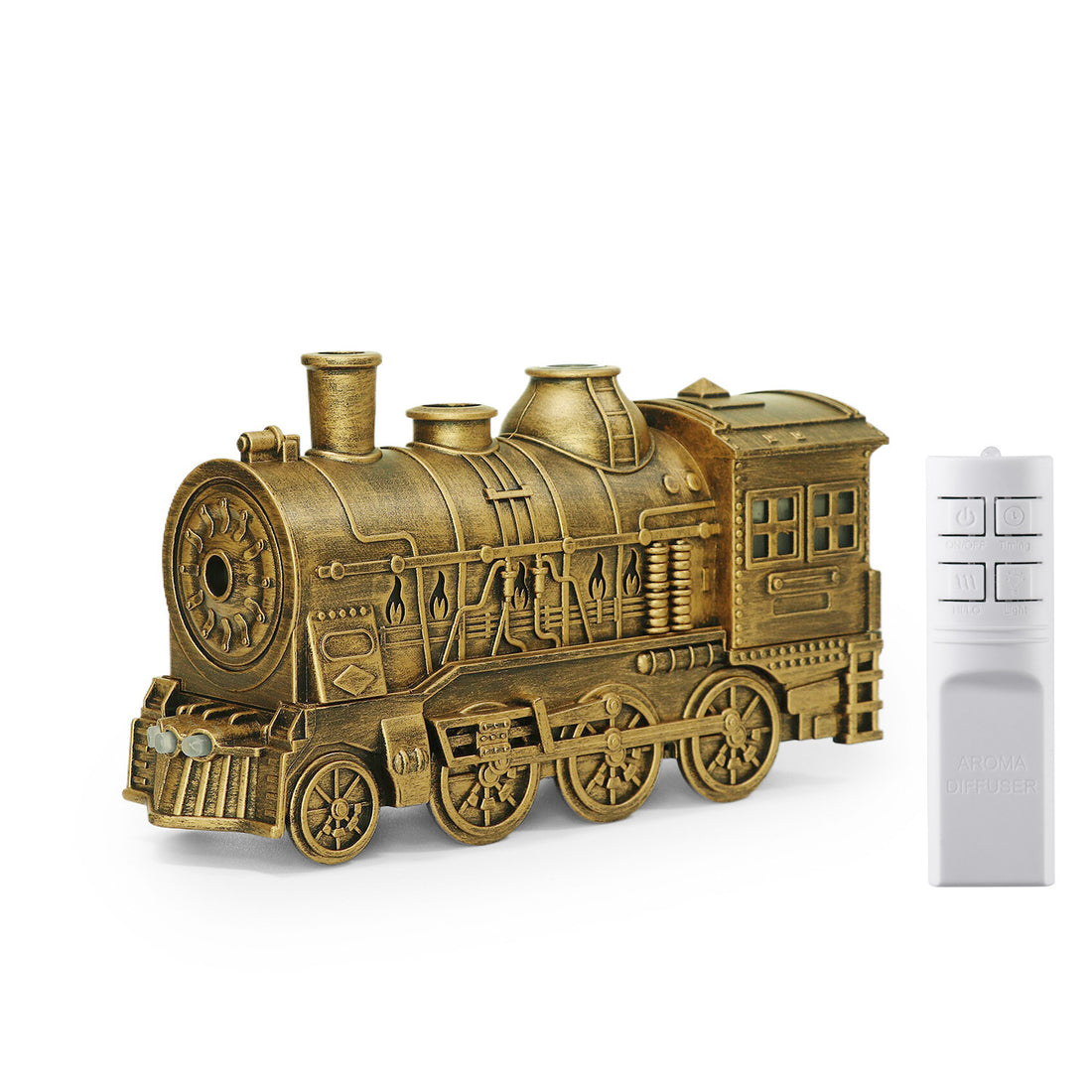 Steam Train Essential Oil Diffuser – Vintage Locomotive Humidifier with Smoke Ring Mist, Remote & Light | Gift for Train Lovers