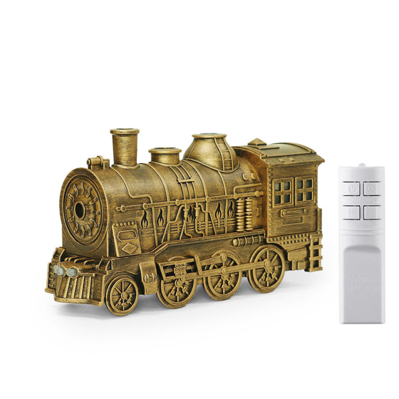 Steam Train Essential Oil Diffuser – Vintage Locomotive Humidifier with Smoke Ring Mist, Remote & Light | Gift for Train Lovers