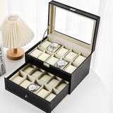Leather Watch Display Storage Box with Transparent Window