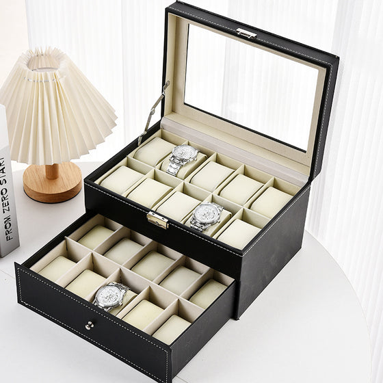 Leather Watch Display Storage Box with Transparent Window product image 3