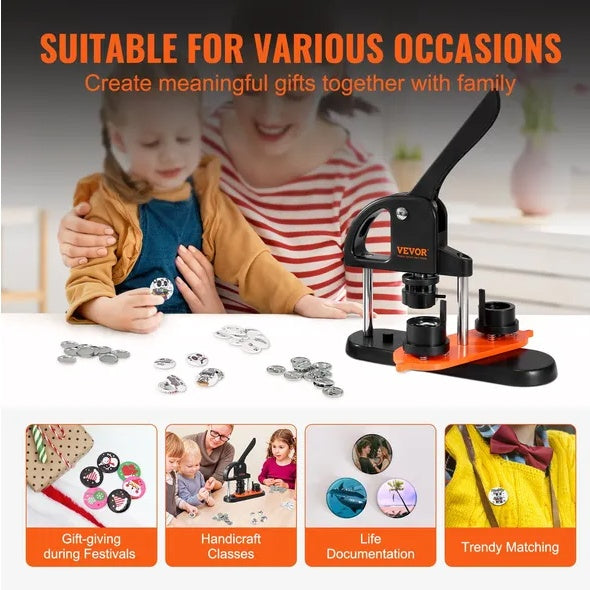 Button maker machine arc press handle