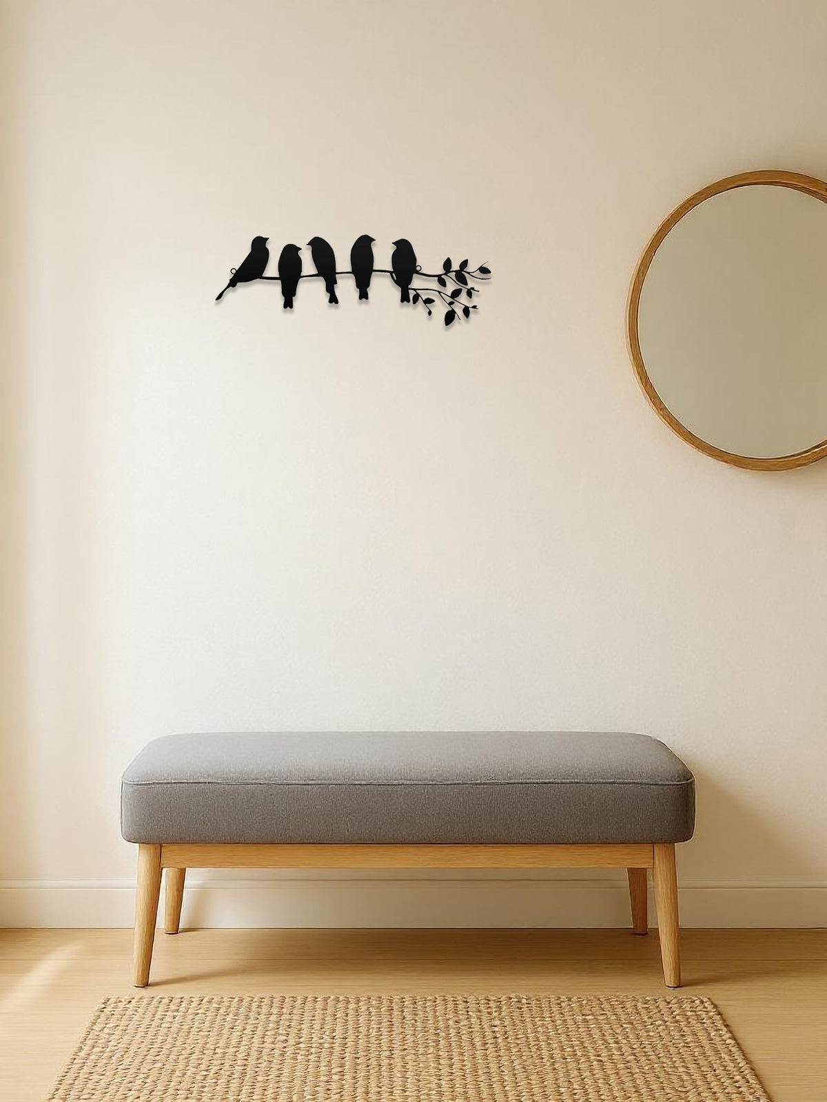 Metal bird wall art back panel hanging point