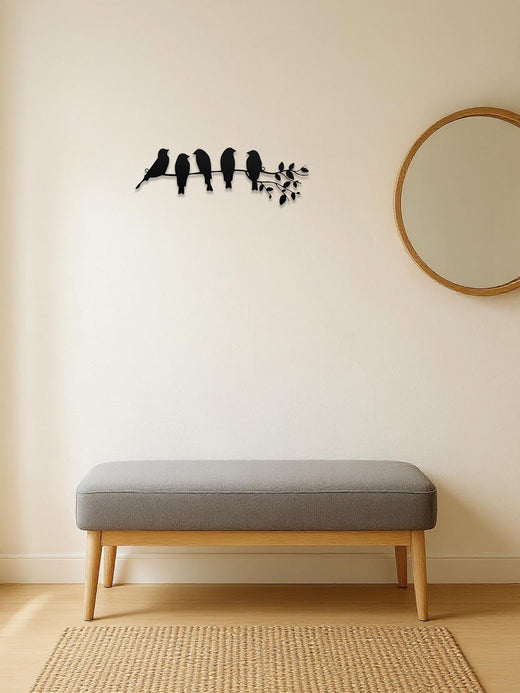 Metal bird wall art back panel hanging point