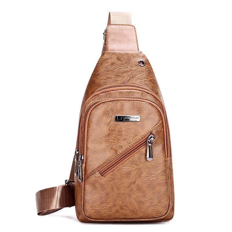 Mens PU Leather Crossbody Chest Bag