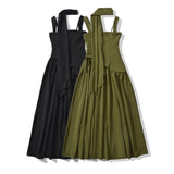 Fitted-waist pleated maxi dress