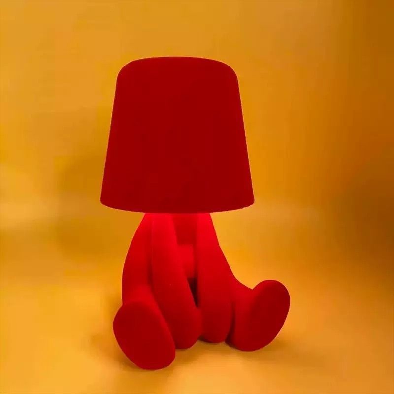 Textile-embroidered thinker figurine - rechargeable touchable night light