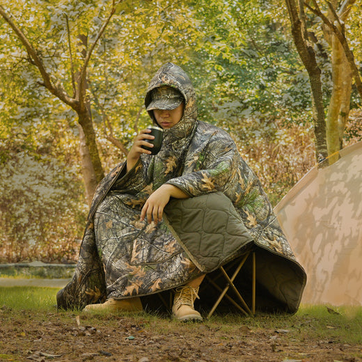 Portable Cloak-Style Camouflage Sleeping Bag for Outdoor Camping