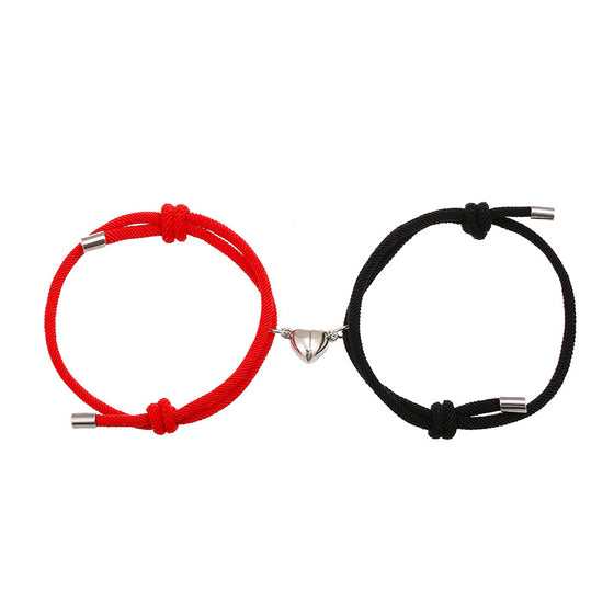 Red and black magnetic heart bracelets