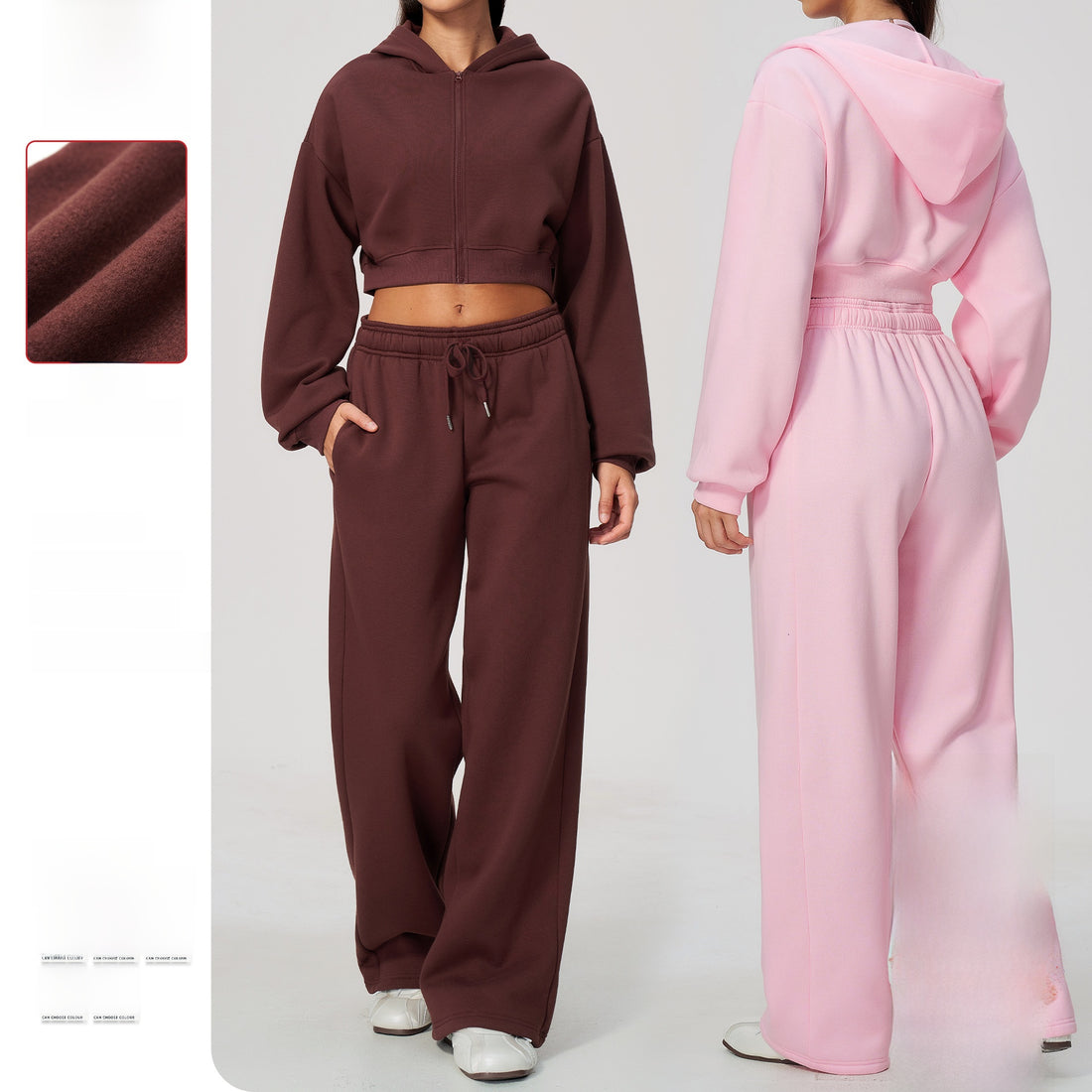 Women's fleece lined zip up hoodie and sweatpants two piece set, photo 1