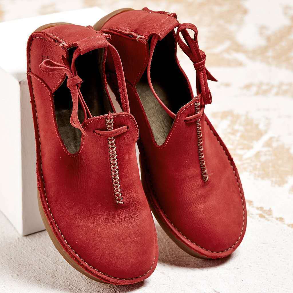 Women's Thick-Sole Cross-Strap Sandals Casual Flat Round-Toe Sandals