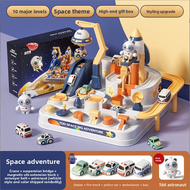 Inertia car track set, space adventure 5 cars version