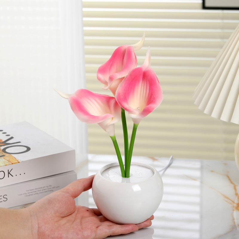 Ceramic Plug-In Artificial Flower Night Light
