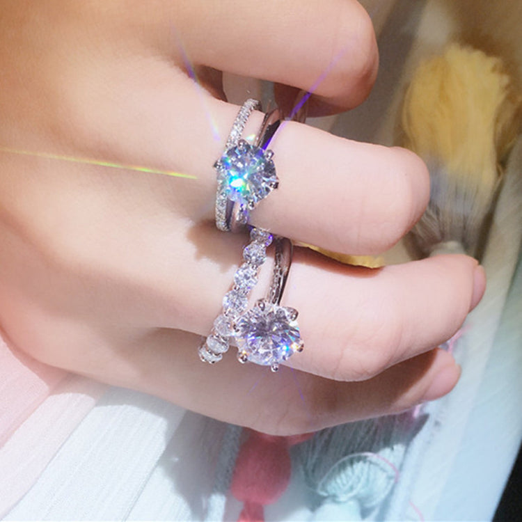 S925 Silver Solitaire Six-Prong Starlight Engagement Ring - Image 9