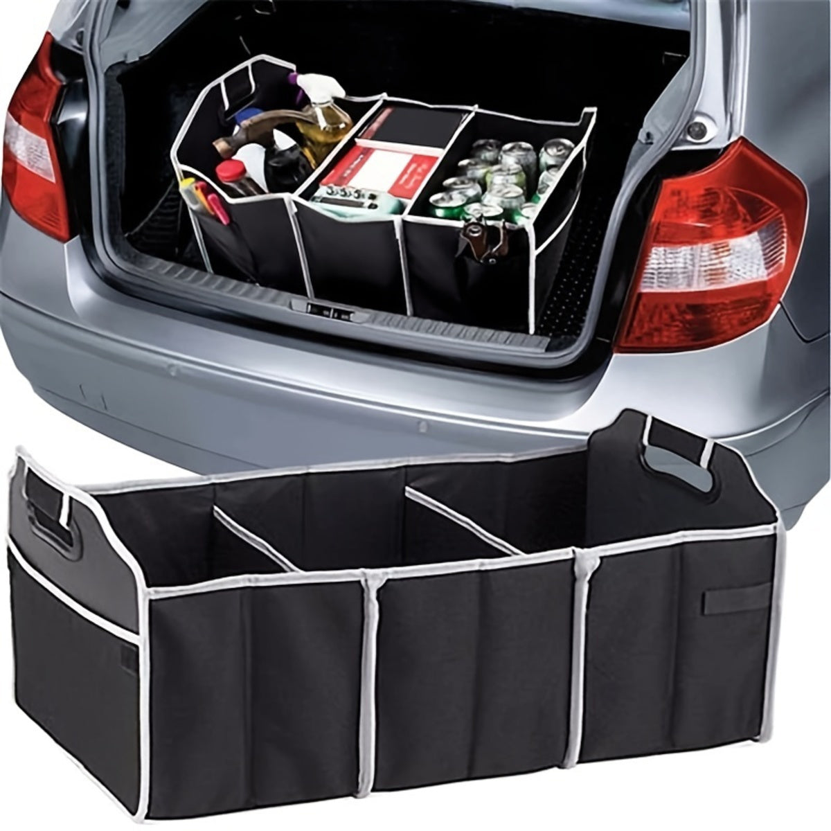 Car trunk organizer full view in trunk