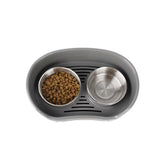 Anti-Tipping Elevated Stainless Steel Dog Bowl with Large Capacity Non-Slip Bottom Double Bowls Pet Feeding Supplies