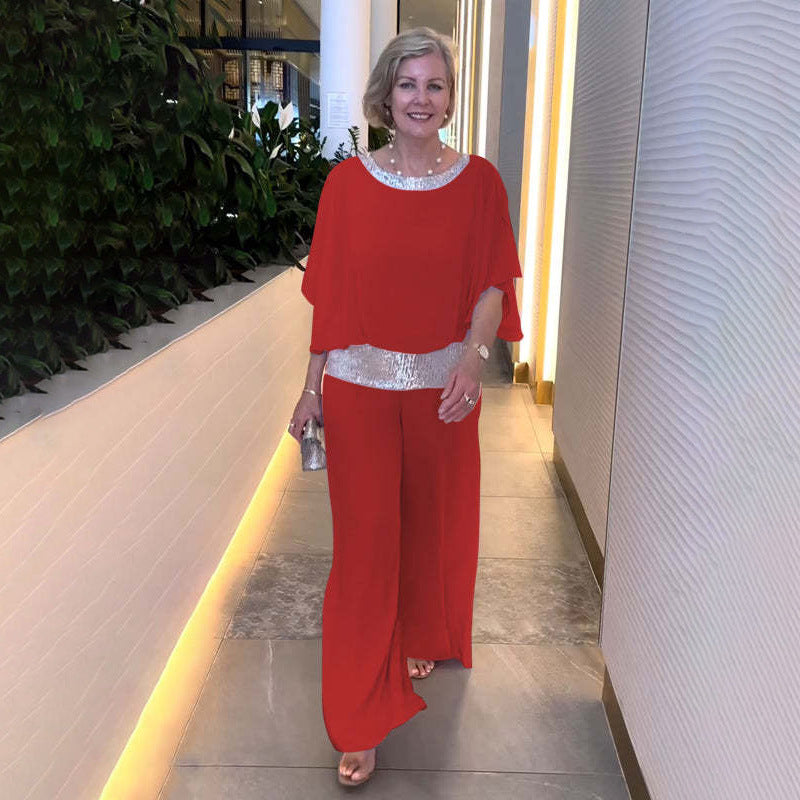 Bat Sleeve Top and Wide Leg Pants