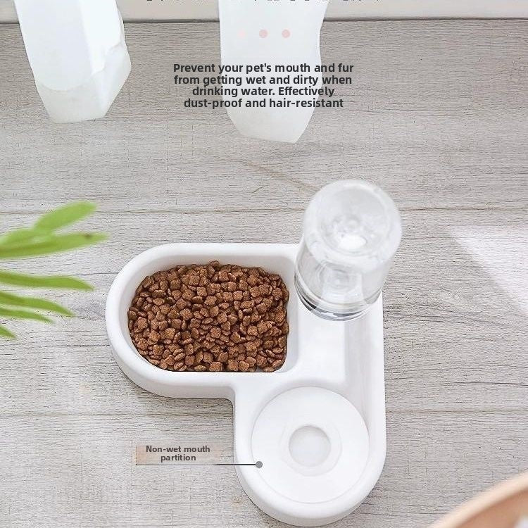 Heart-shaped white dual pet bowl with water dispenser, photo 6