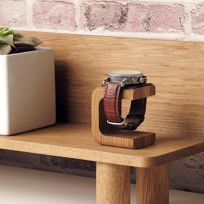 Wooden Watch Display Stand with Leather Base