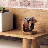 Wooden Watch Display Stand with Leather Base