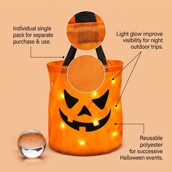 Halloween LED Pumpkin Candy Bucket with Light