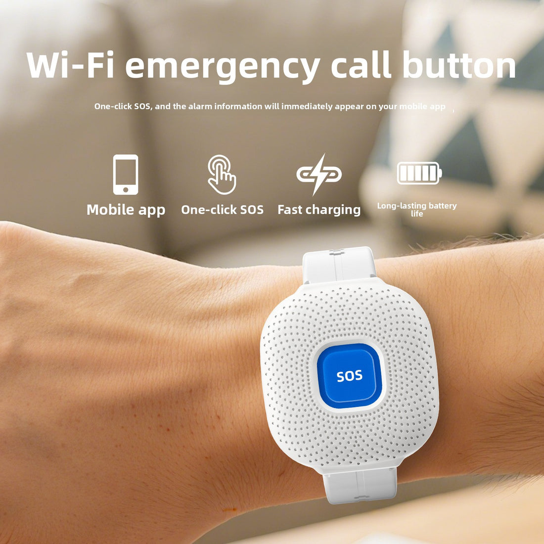 Waterproof wristband SOS call button for seniors ? one-button emergency call