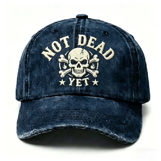 Vintage Washed Cotton Baseball Cap with Skull Embroidery