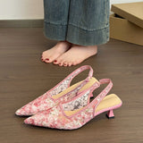 Elegant Pointed Toe Kitten Heel Sandals