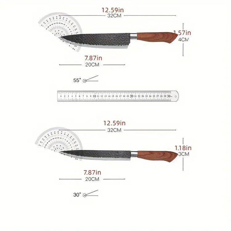 Kitchen knife set on a kitchen counter