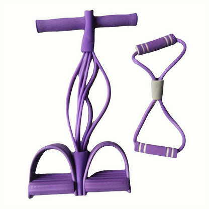 6 tube foot pedal resistance band full workout setup