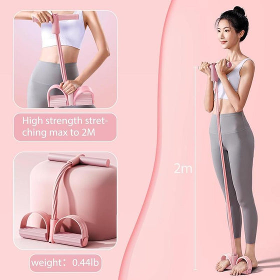 Pedal resistance band with 6 tubes and pink handles