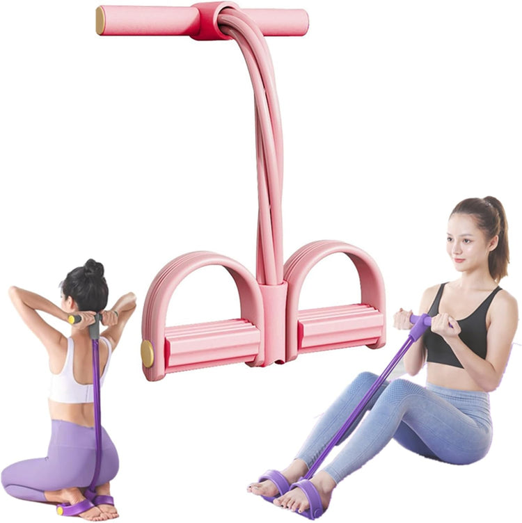 Pink pedal resistance band tubes detail